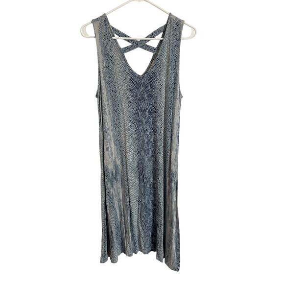 Style & Co. Blue Snakeskin Print Stretchy Dress - Medium Sleeveless - Picture 2 of 7